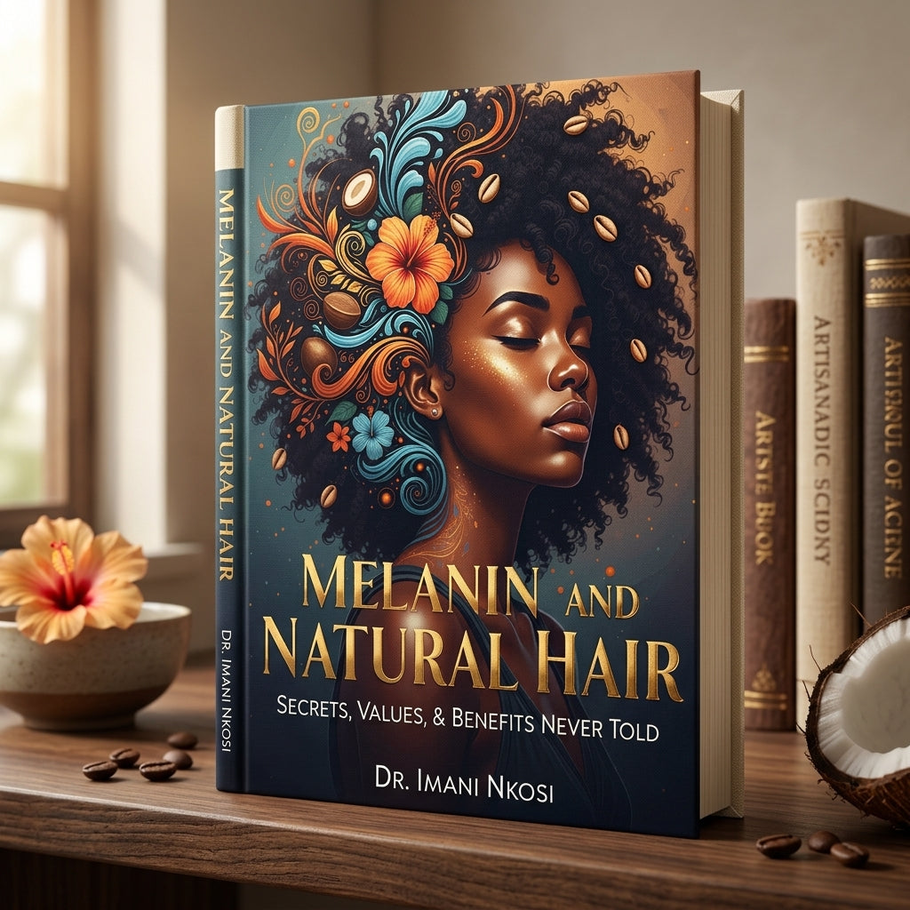 Three-dimensional book cover for Untold Secrets of Melanin and The Hair Ebook